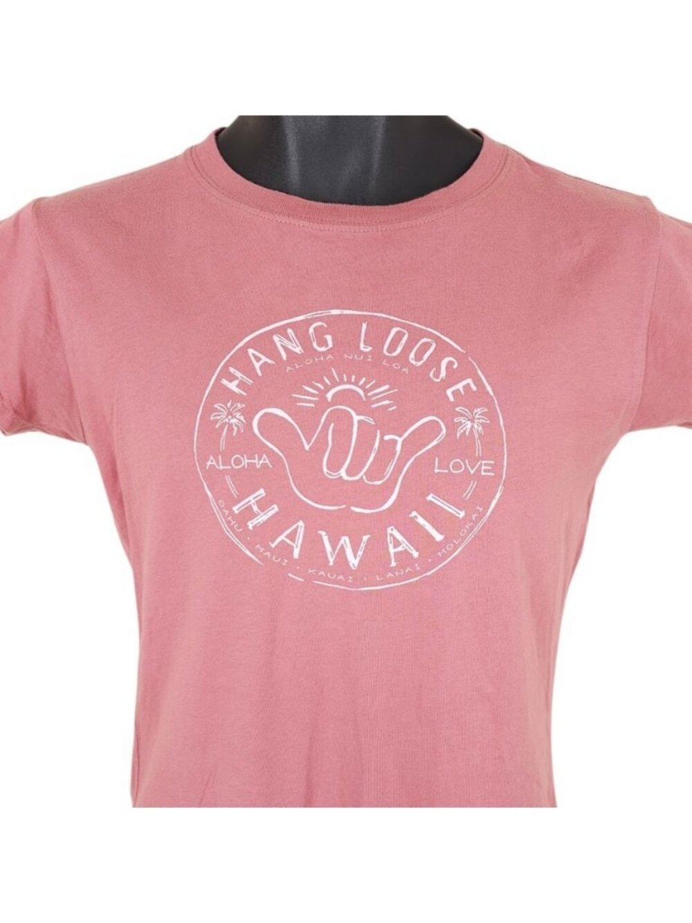 Vintage Hang Loose Hawaii T Shirt Womens Size Small Pink Y2K Travel Destination